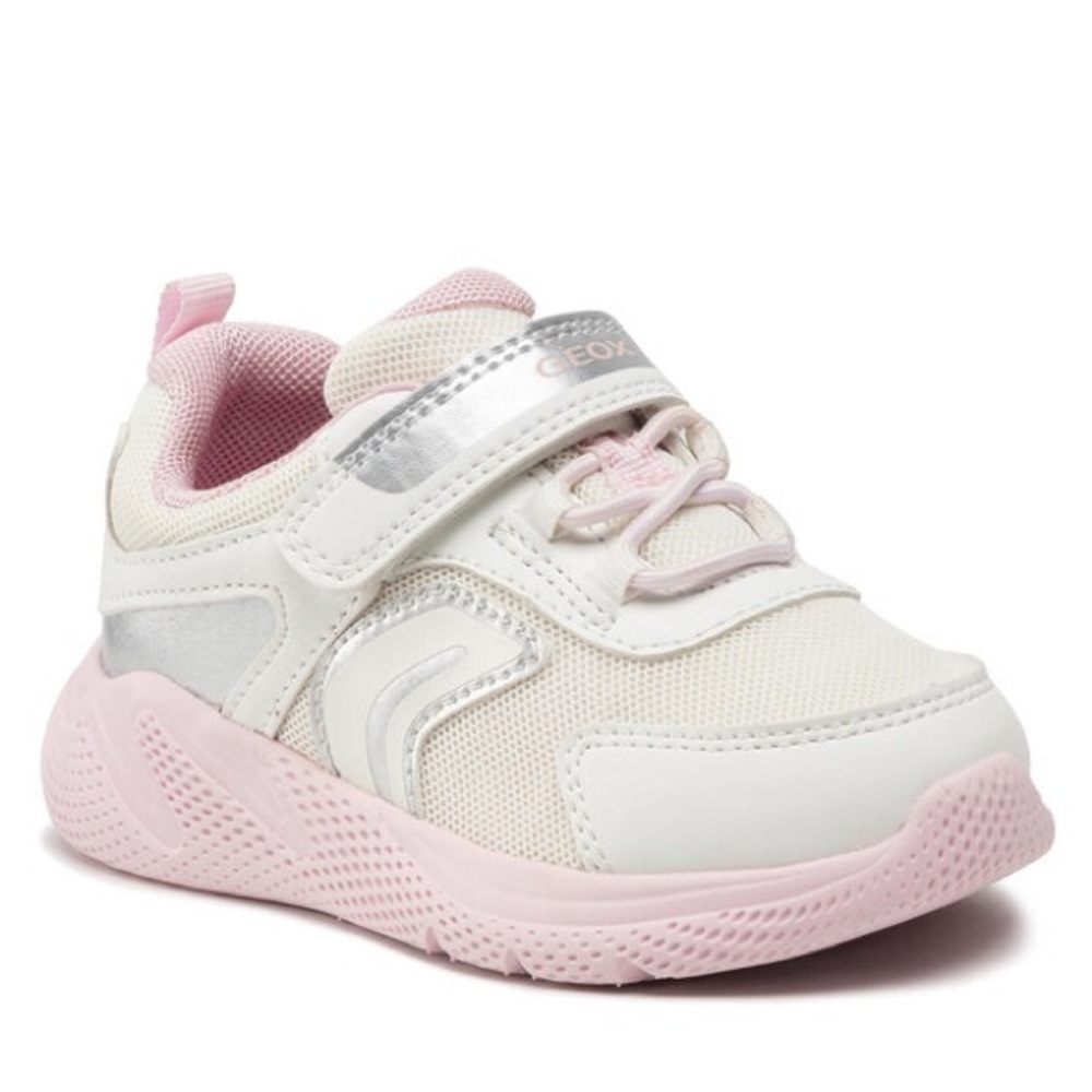 Size 8 Toddler Geox Kids' White and Pink Sneakers